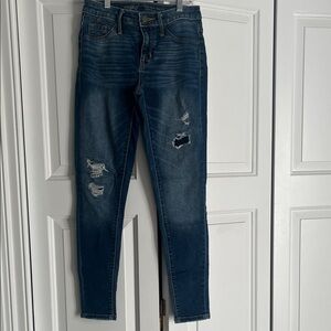 Stylish Distressed Blue High Rise Jeggings